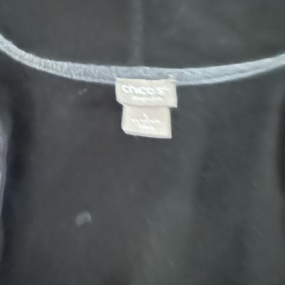 Chicos Womens Size 1 Small Open Front Waterfall Cardigan Gray Black Long Sleeve - Picture 6 of 10